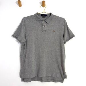Ralph Lauren Men’s Iconic Collared Polo Shirt Classic Pony Heather Gray Large